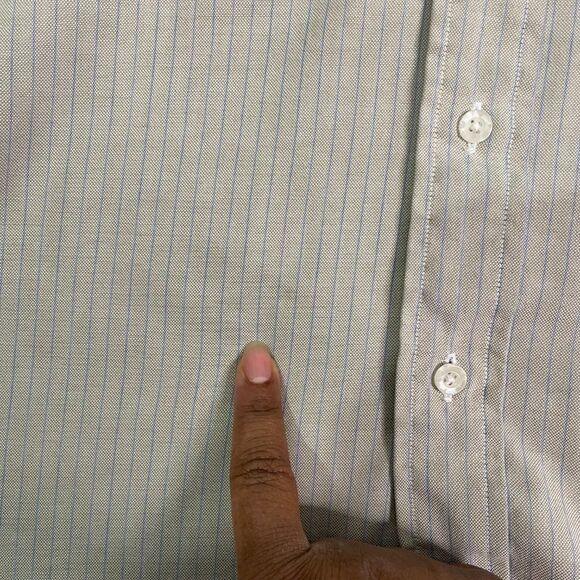 VTG L.L. Bean Shirt Men 16-32 Gray Striped Single Needle Tailored LS Button Down - Picture 4 of 11